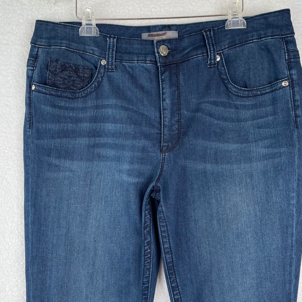 Melissa McCarthy Seven7 Slim Flare Jeans Dark Wash Blue Lace Pocket Womens 18‎